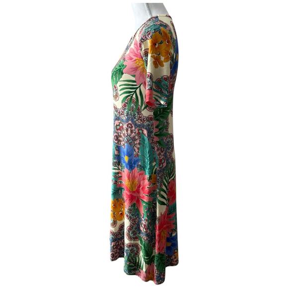 Johnny Was Victoria Swing Knee Length Floral Dress Size XS - Picture 4 of 11